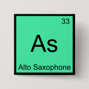 Bóton Quadrado 5.08cm As - Símbolo de Elemento Químico Engraçado Alto