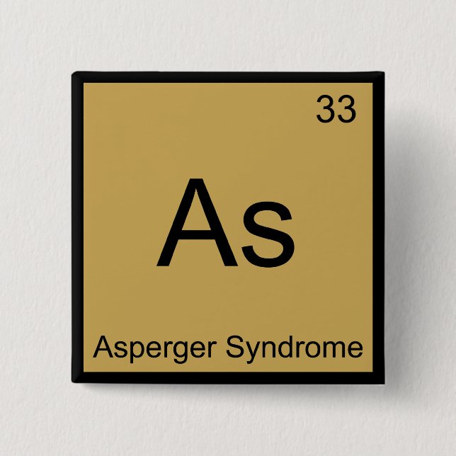 Bóton Quadrado 5.08cm As - Síndrome de Asperger Elemento Químico Funny (Frente)