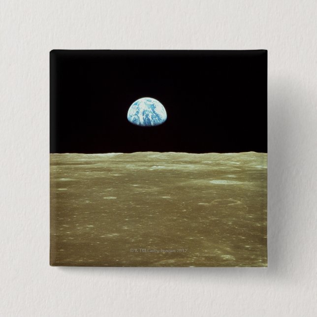 Bóton Quadrado 5.08cm Ascensão terrestre sobre a lua (Frente)