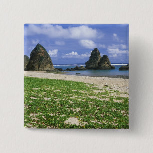 Bóton Quadrado 5.08cm Ásia, Japão, Okinawa, Costa de Yambaru, Mar