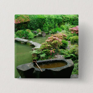 Bóton Quadrado 5.08cm Ásia, Japão, Quioto. Jardim Zen