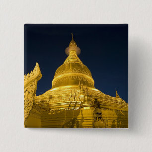 Bóton Quadrado 5.08cm Ásia, Maynmar, Yangon, templo budista em Yangon