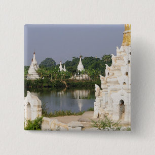 Bóton Quadrado 5.08cm Ásia, Myanmar (Birmânia), Mandalay. Um budista
