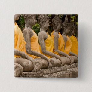 Bóton Quadrado 5.08cm Ásia, Tailândia, Sião, Budas em Ayutthaya