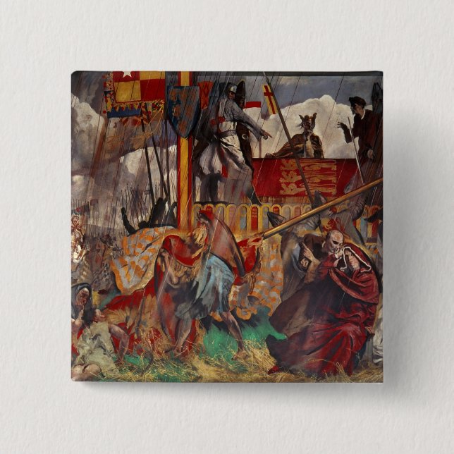 Bóton Quadrado 5.08cm Assinatura da Magna Carta, 1215 (Frente)