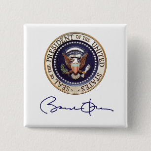 Bóton Quadrado 5.08cm Assinatura do presidente Barack Obama