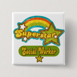 Bóton Quadrado 5.08cm Assistente social da estrela mundial