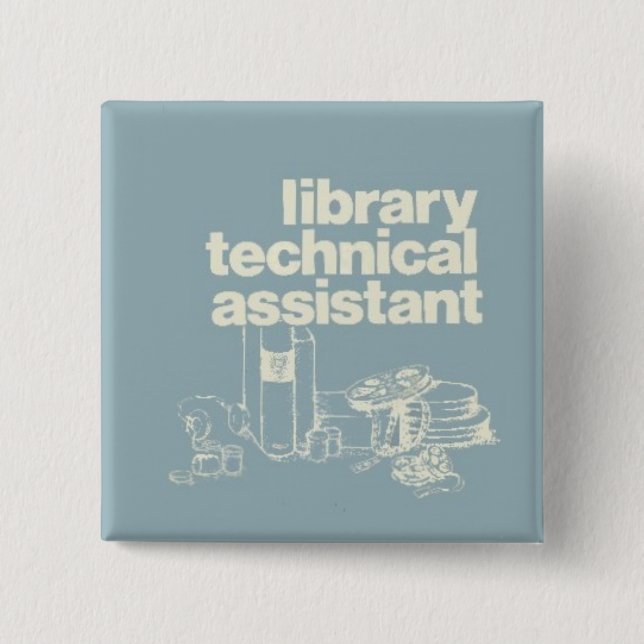 Bóton Quadrado 5.08cm assistente técnico da biblioteca (Frente)
