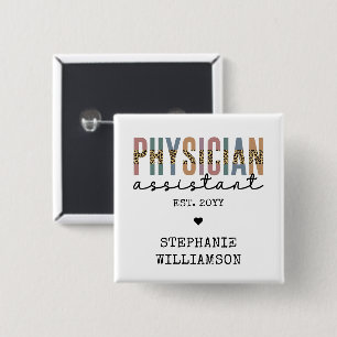Bóton Quadrado 5.08cm Associado Médico Assistente Personalizado