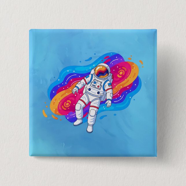 Bóton Quadrado 5.08cm Astronauta (Frente)