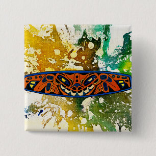 Bóton Quadrado 5.08cm Atabascan Totem por Michael Moffa