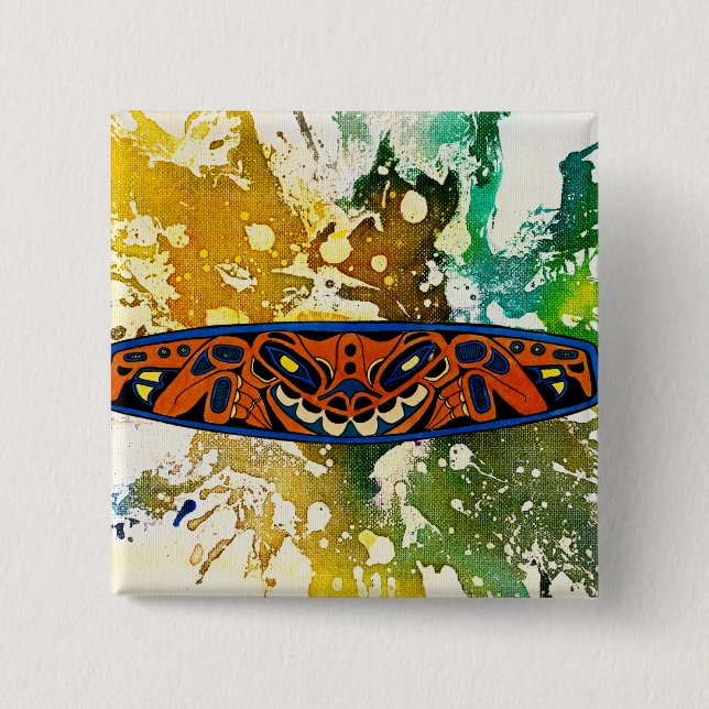 Bóton Quadrado 5.08cm Athabascan Totem por Michael Moffa (Frente)