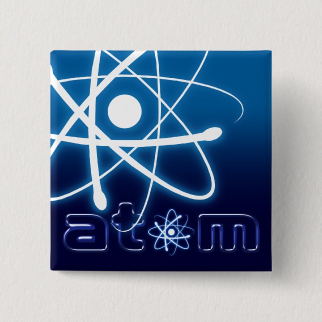 Bóton Quadrado 5.08cm Átomo azul - botão (Frente)