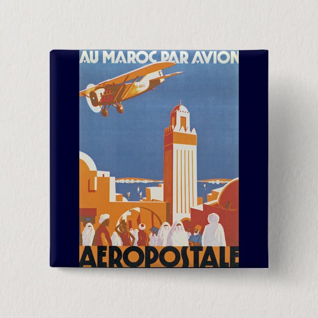 Bóton Quadrado 5.08cm Au Maroc Par Avion (Frente)