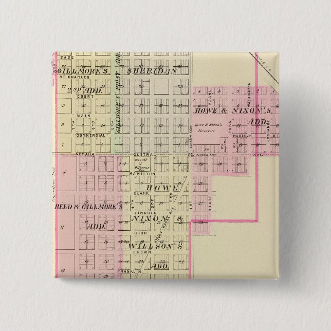 Bóton Quadrado 5.08cm Auburn, Nebraska (Frente)