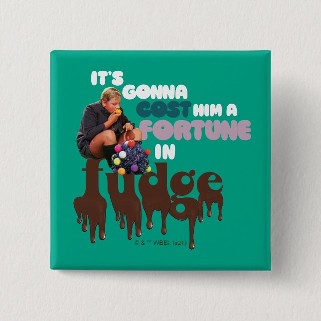 Bóton Quadrado 5.08cm Augustus Gloop - Uma Fortuna em Fudge (Frente)