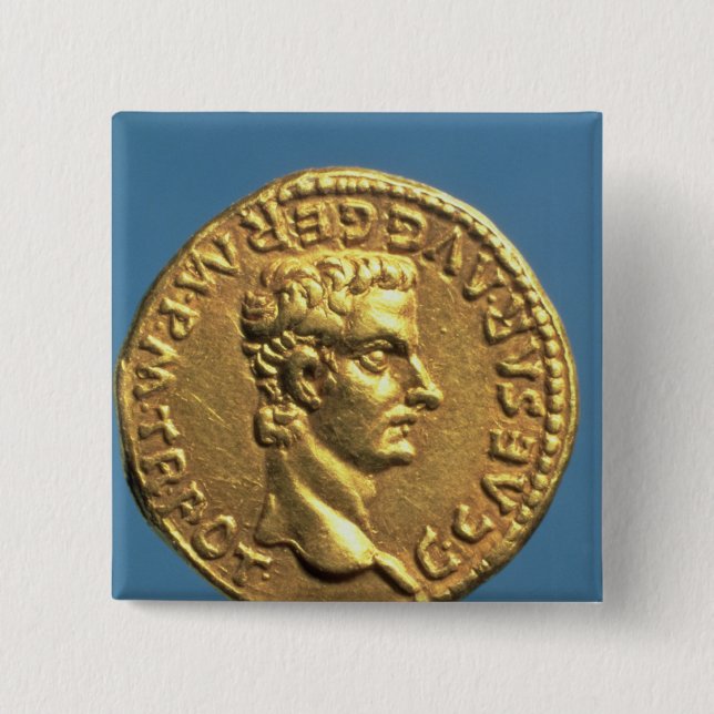 Bóton Quadrado 5.08cm Áureo de Caligula bareheaded (Frente)