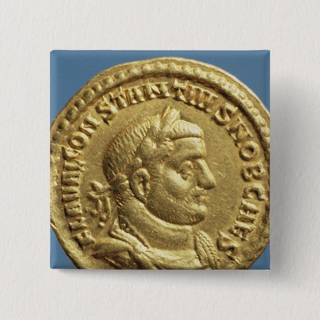 Bóton Quadrado 5.08cm Áureo de Constantius mim Caesar Augustus (Frente)