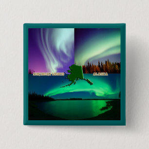 Bóton Quadrado 5.08cm Aurora boreal da colagem de Alaska