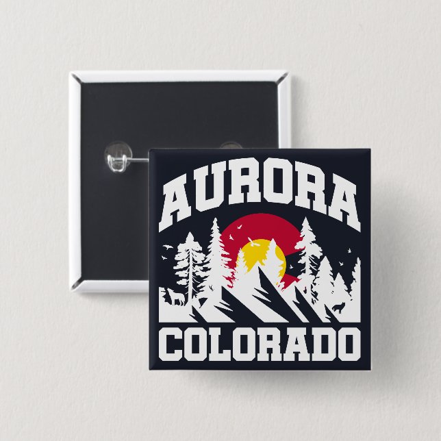 Bóton Quadrado 5.08cm Aurora, Colorado (Frente & Verso)