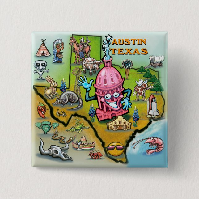 Bóton Quadrado 5.08cm Austin TX (Frente)