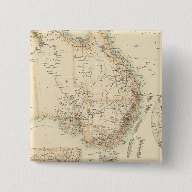 Bóton Quadrado 5.08cm Austrália e Nova Zelândia (Frente)