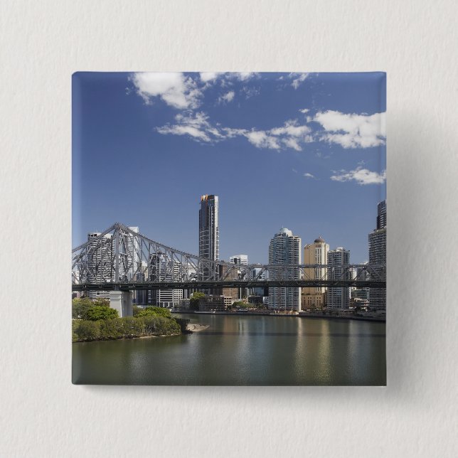 Bóton Quadrado 5.08cm Austrália, Queensland, Brisbane, Story Bridge, (Frente)