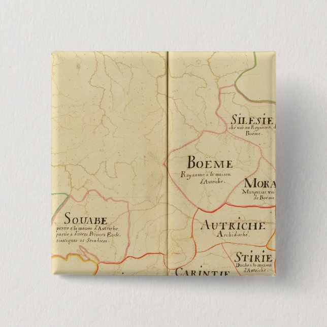 Bóton Quadrado 5.08cm Áustria e República Checa (Frente)