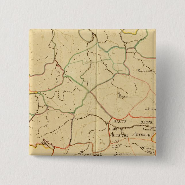 Bóton Quadrado 5.08cm Áustria e República Checa 3 (Frente)