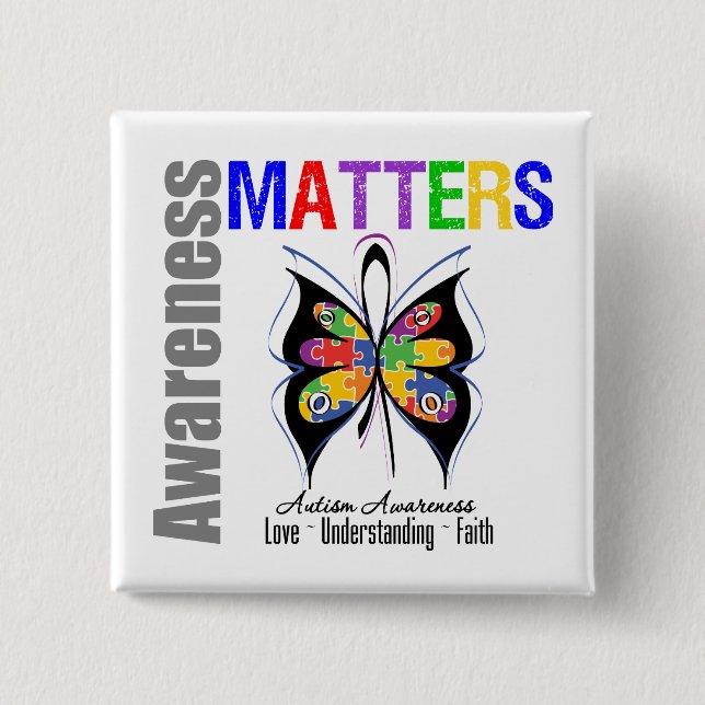Bóton Quadrado 5.08cm Autism Awareness Matters 2 (Frente)