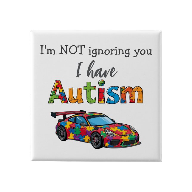 Bóton Quadrado 5.08cm Autism Awareness Pin  Badge I'm not ignoring you (Autism Awareness Pin Badge I'm not ignoring you
)