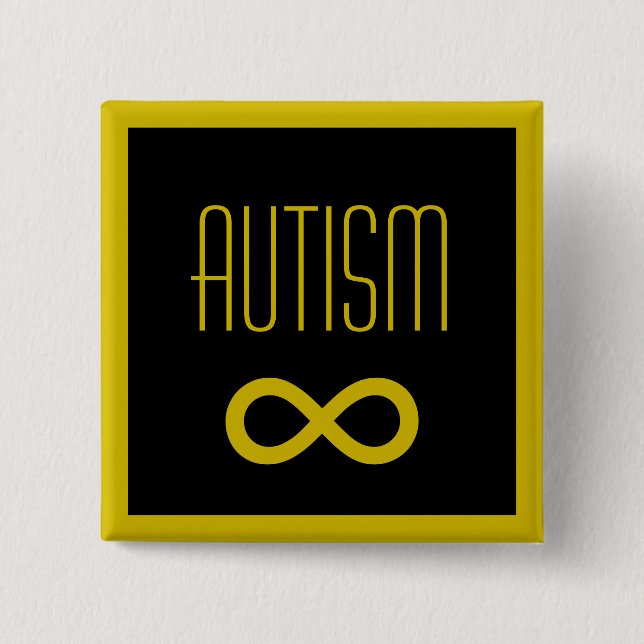 Bóton Quadrado 5.08cm Autism golden infinity knapp (Frente)
