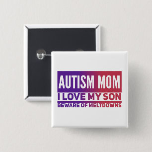 Bóton Quadrado 5.08cm AutismMãe - Botão Quadrado