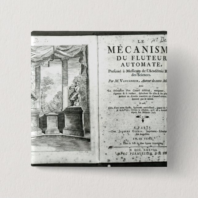 Bóton Quadrado 5.08cm Autômatos, ilustração do frontispiece (Frente)