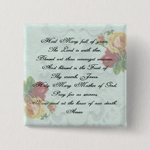 Bóton Quadrado 5.08cm Ave Mary Prayer