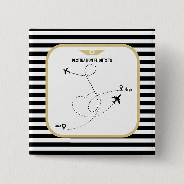 Bóton Quadrado 5.08cm Aviação de destino-piloto (Frente)