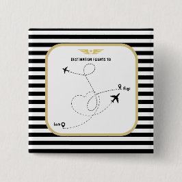 Bóton Quadrado 5.08cm Aviação de destino-piloto