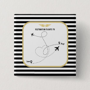 Bóton Quadrado 5.08cm Aviação de destino-piloto