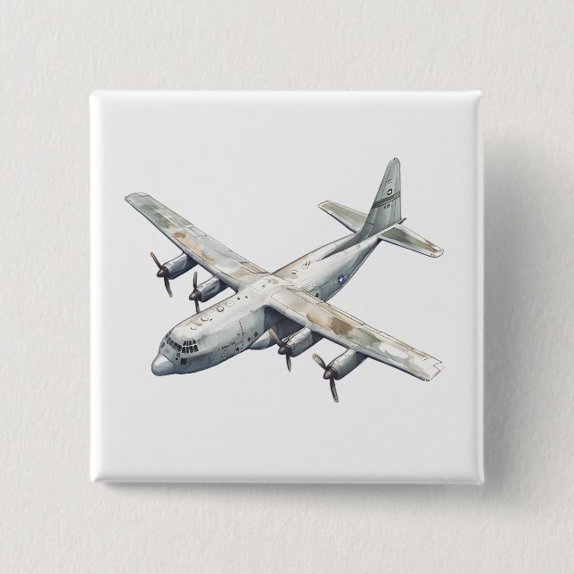 Bóton Quadrado 5.08cm Avião (Frente)