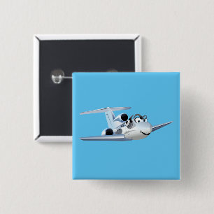 Bóton Quadrado 5.08cm Avião de animação