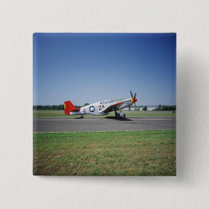 Bóton Quadrado 5.08cm avião P-51 C Tuskegee Red Tail no CAF Air