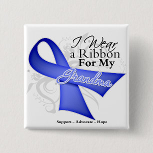 Bóton Quadrado 5.08cm Avó Periwinkle Ribbon - Cancer de estômago