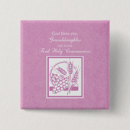Bóton Quadrado 5.08cm Avó Primeira Comunhão, Rosa