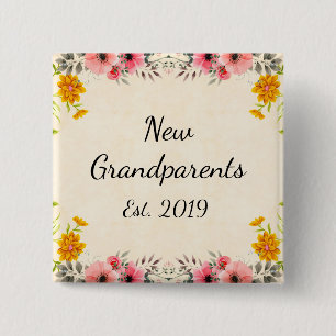 Bóton Quadrado 5.08cm Avós novas Est. Botão 2019 floral do vintage