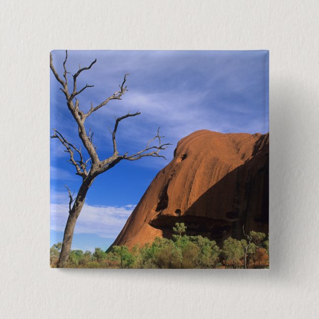 Bóton Quadrado 5.08cm Ayers Rock Uluru no Outback Austrália (Frente)