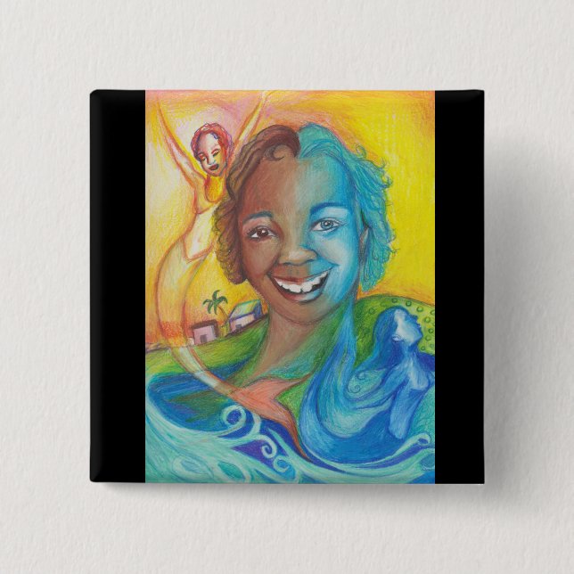 Bóton Quadrado 5.08cm Azul (Frente)