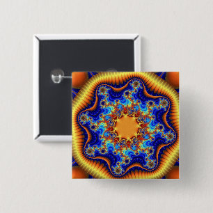 Bóton Quadrado 5.08cm Azul colorido, laranja e amarelo