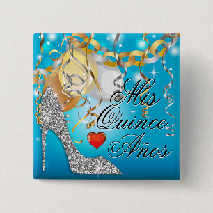 Bóton Quadrado 5.08cm Azul de Quinceañera da celebração do estilete d