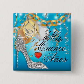 Bóton Quadrado 5.08cm Azul de Quinceañera da celebração do estilete do