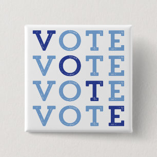 Bóton Quadrado 5.08cm Azul do voto - botão azul da onda - voto para